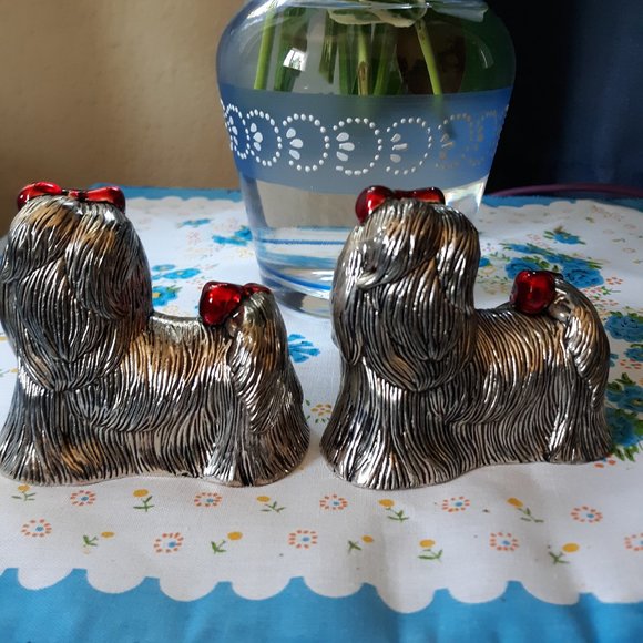Silver plate Yorkie Salt & Pepper Shakers - Picture 9 of 10